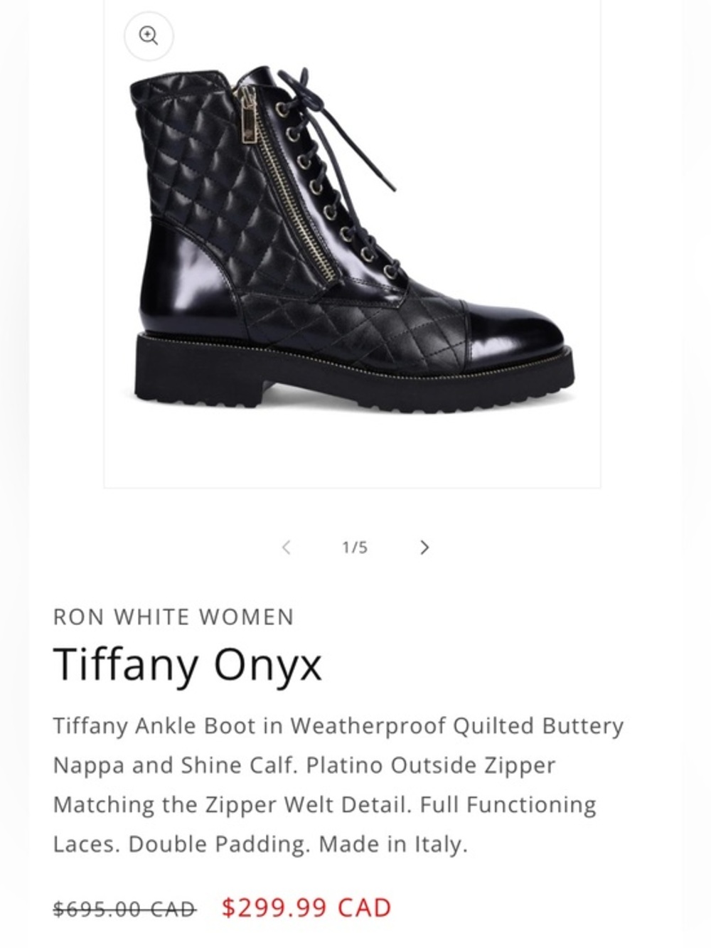 Ron White Quilted Weatherproof Combat Boots